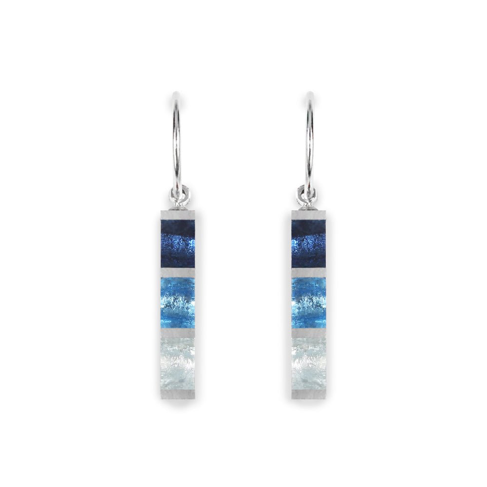 Denim Pewter Stripes Creole Earrings | The Jewellery Stop