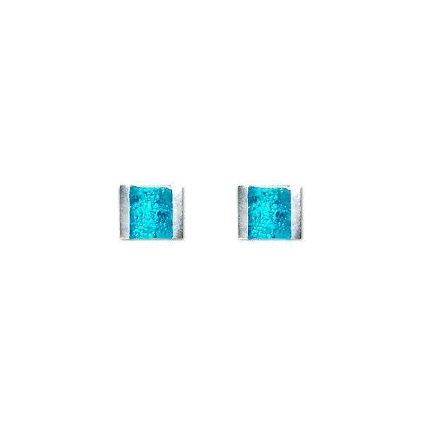 Turquoise Pewter Stripes Stud Earrings | The Jewellery Stop