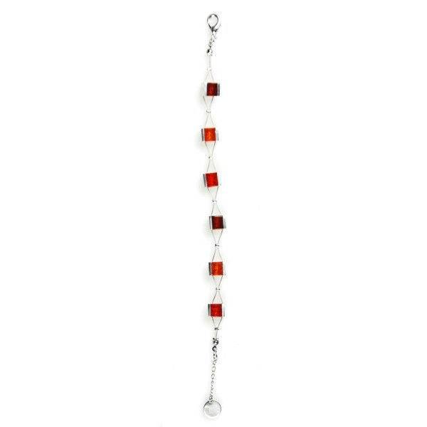 Orange Pewter Stripes Bracelet | The Jewellery Stop