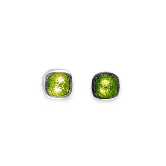 Lime Textured Stack Cushion Stud Earrings | The Jewellery Stop