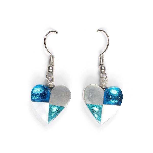 Turquoise Mosaic Heart Fish Hook Earrings | The Jewellery Stop