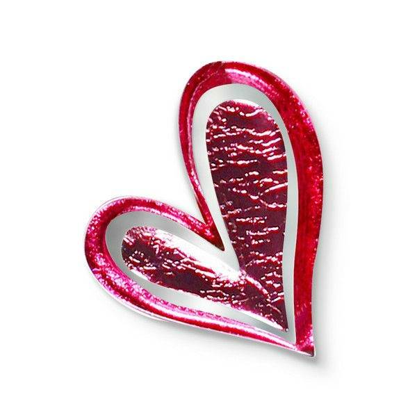 Raspberry Linear Heart Brooch | The Jewellery Stop