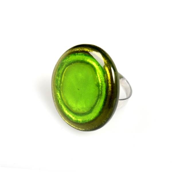 Lime Resin Pebble Round Ring | The Jewellery Stop