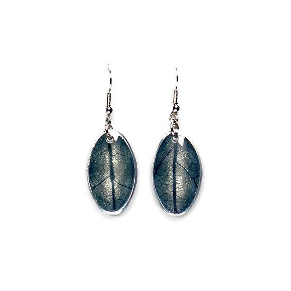 Grey Leaf on Coco Fish Hook Earrings | The Jewellery Stop