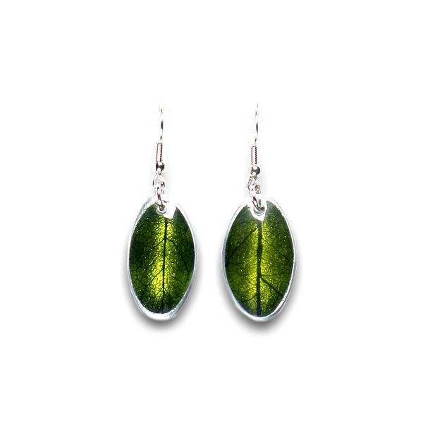 Olive Leaf on Coco Fish Hook Earrings | The Jewellery Stop
