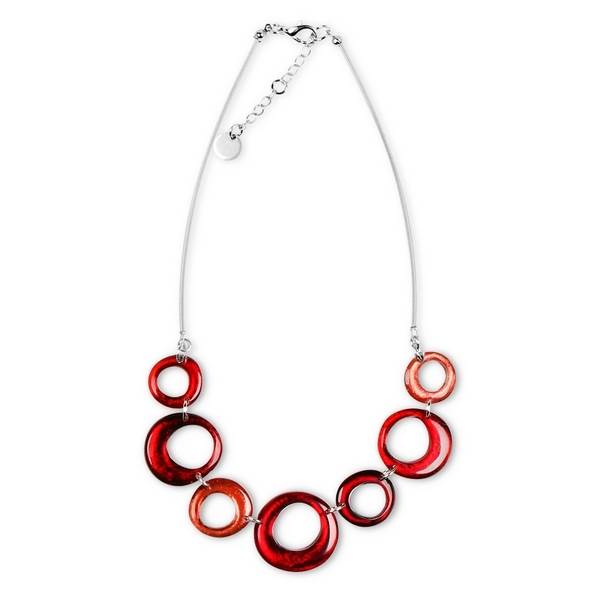 Burgundy Hollow Circles Necklace | The Jewellery Stop