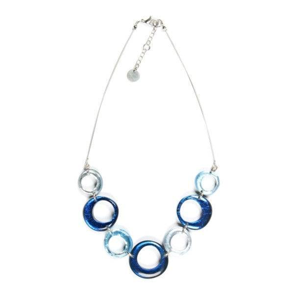 Navy Hollow Circles Necklace | The Jewellery Stop