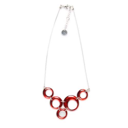 Red Hollow Circles Bib Necklace | The Jewellery Stop