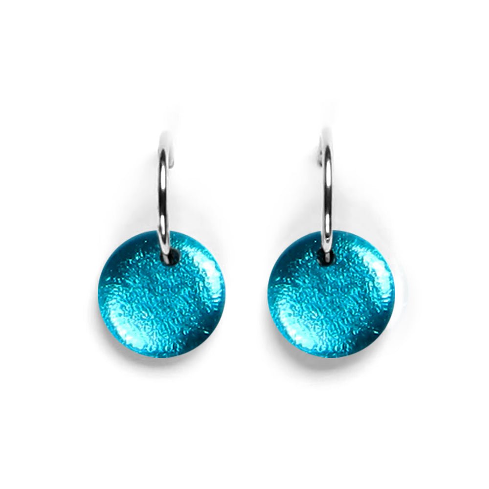 Teal Buttons Creole Earrings | The Jewellery Stop