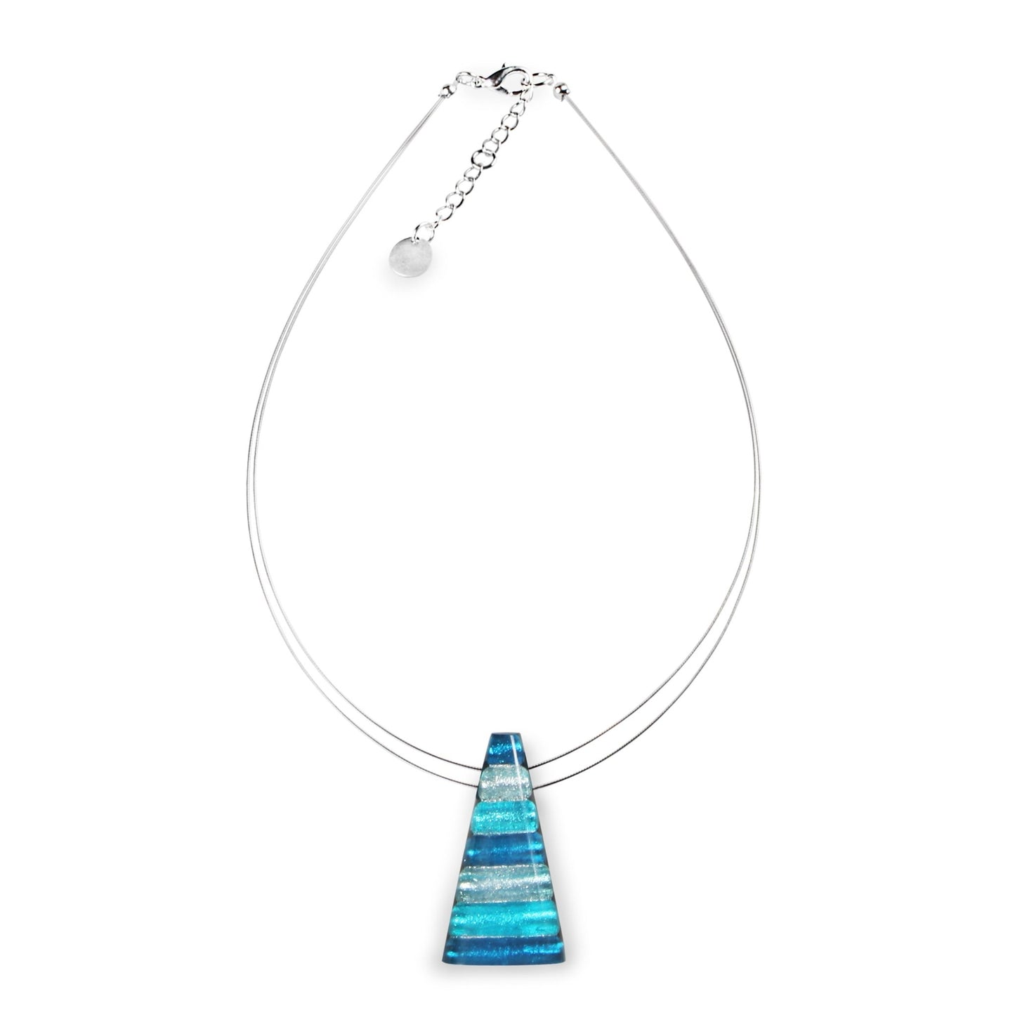 Teal Triangle Stripes Pendant | The Jewellery Stop