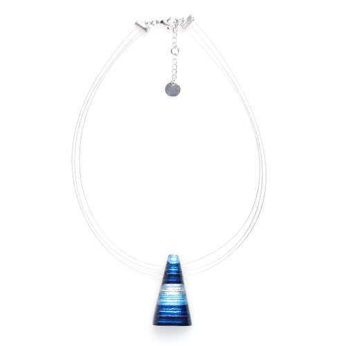 Navy Triangle Stripes 3 Strand Wire Pendant | The Jewellery Stop