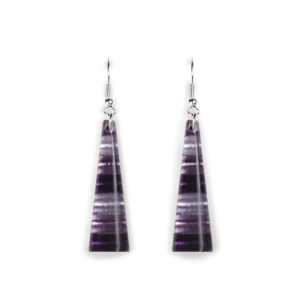Aubergine Triangle Stripes Fish Hook Earrings | The Jewellery Stop
