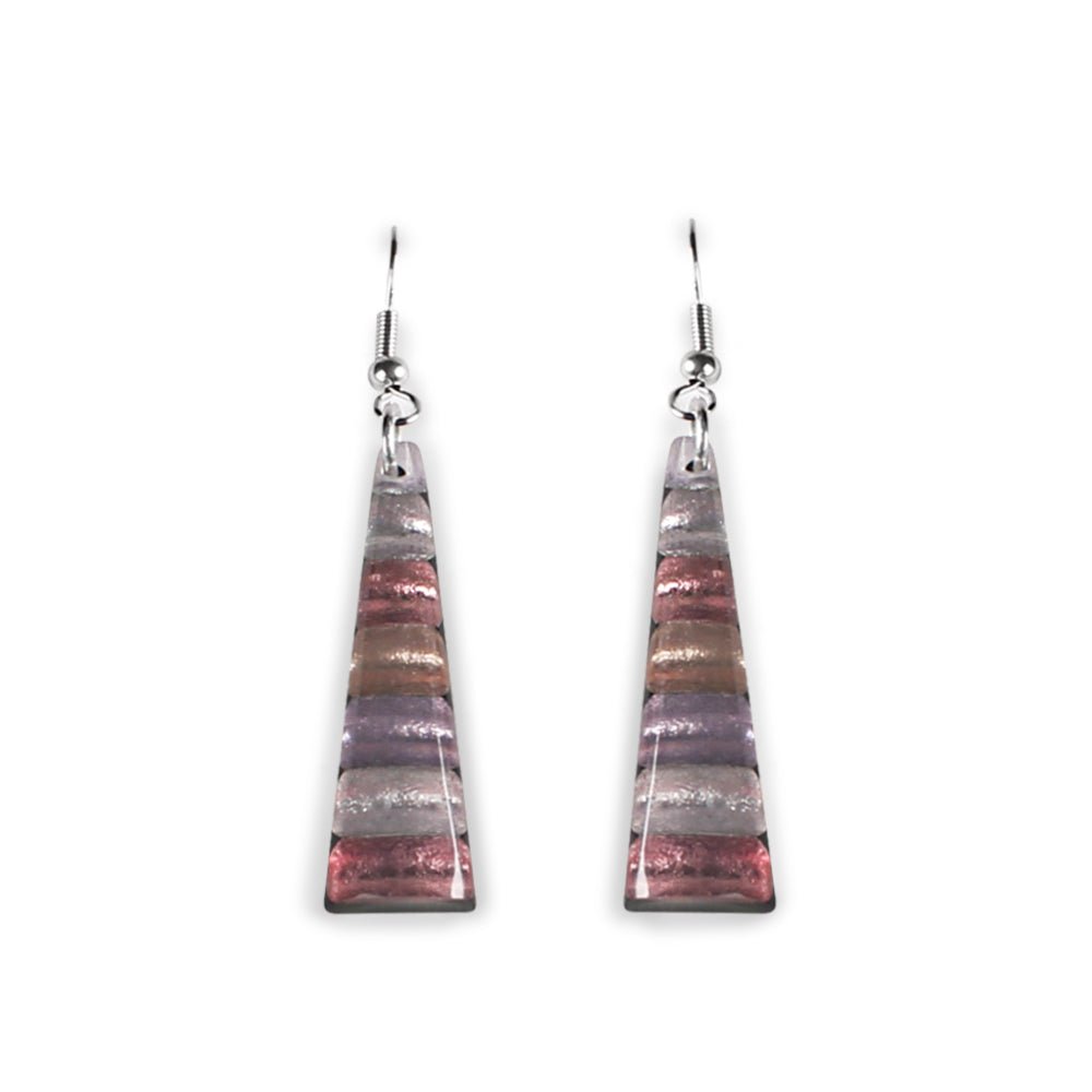 Blush Triangle Stripes Fish Hook Earrings | The Jewellery Stop