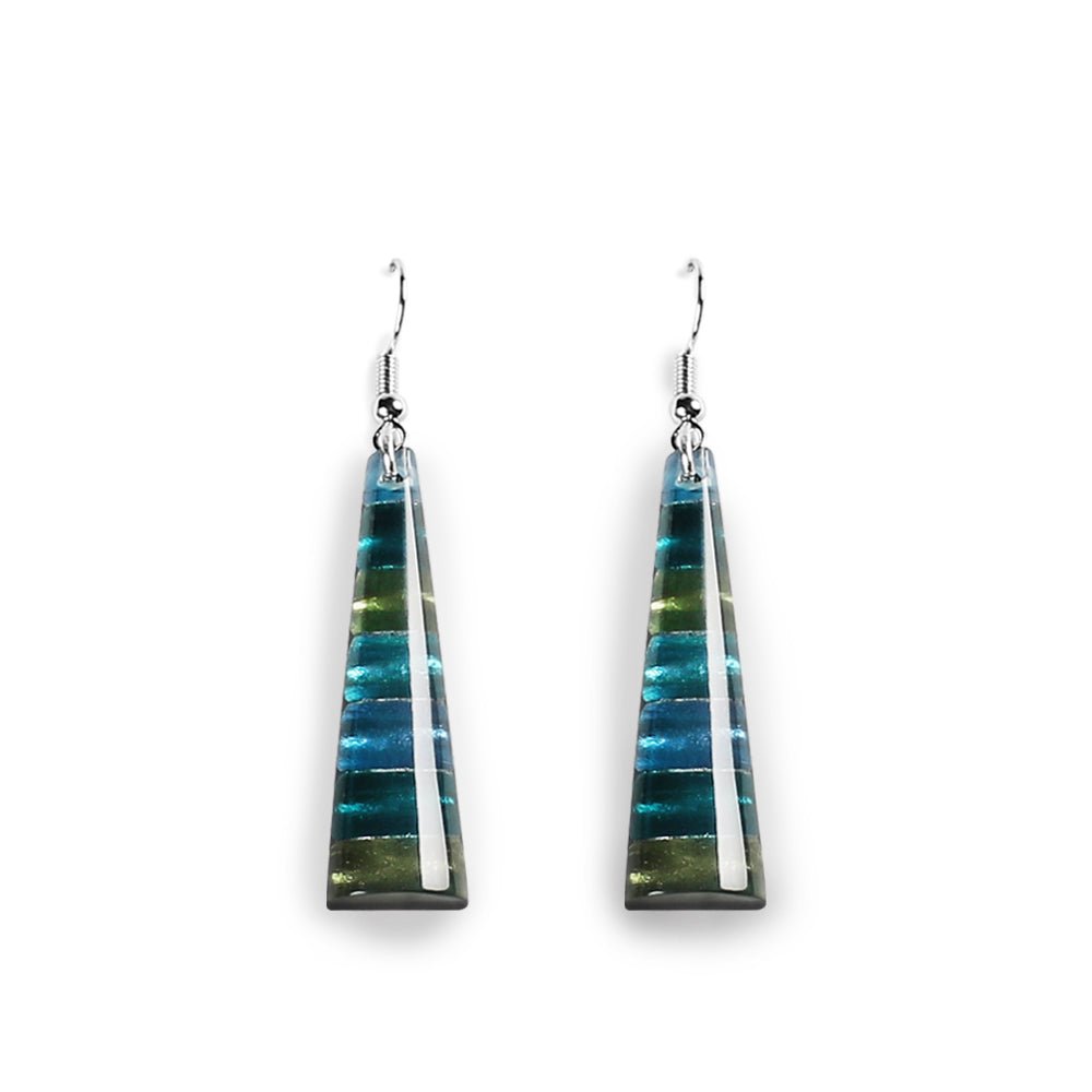 Jade Triangle Stripes Fish Hook Earrings | The Jewellery Stop