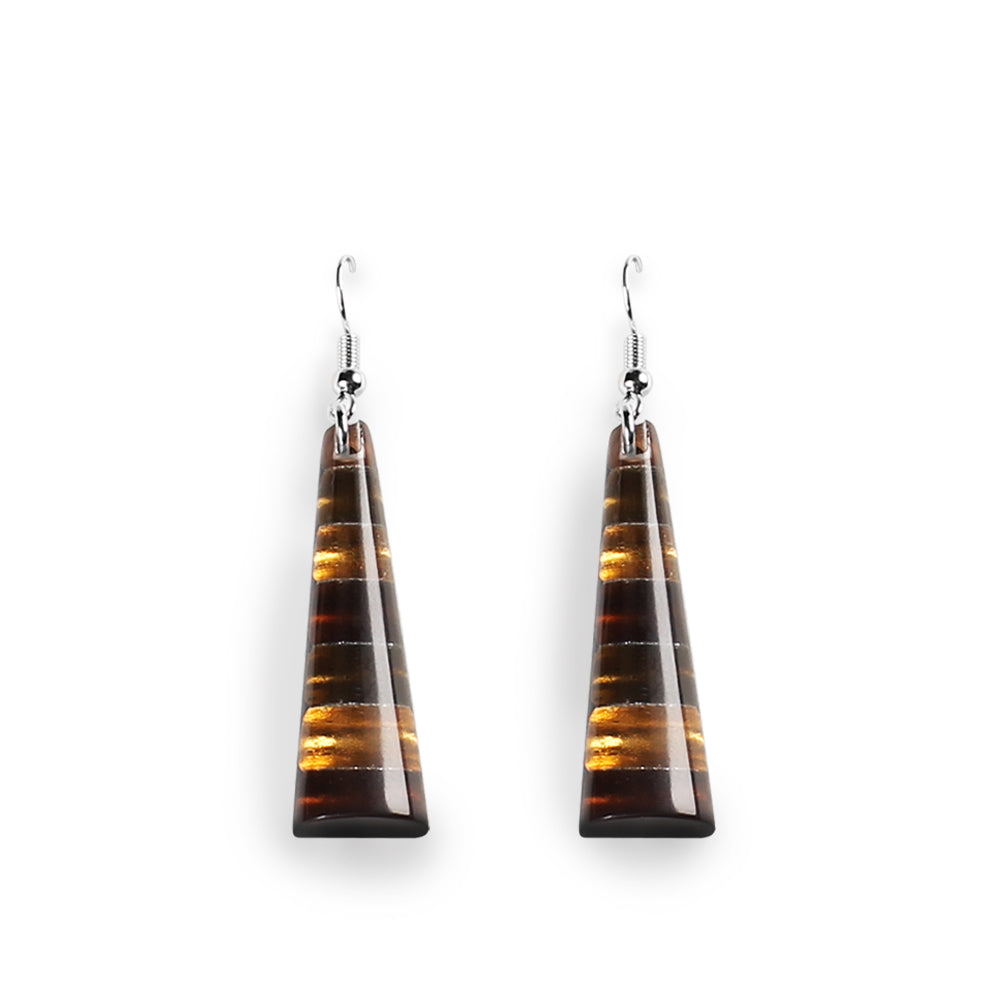 Mustard Triangle Stripes Fish Hook Earrings | The Jewellery Stop