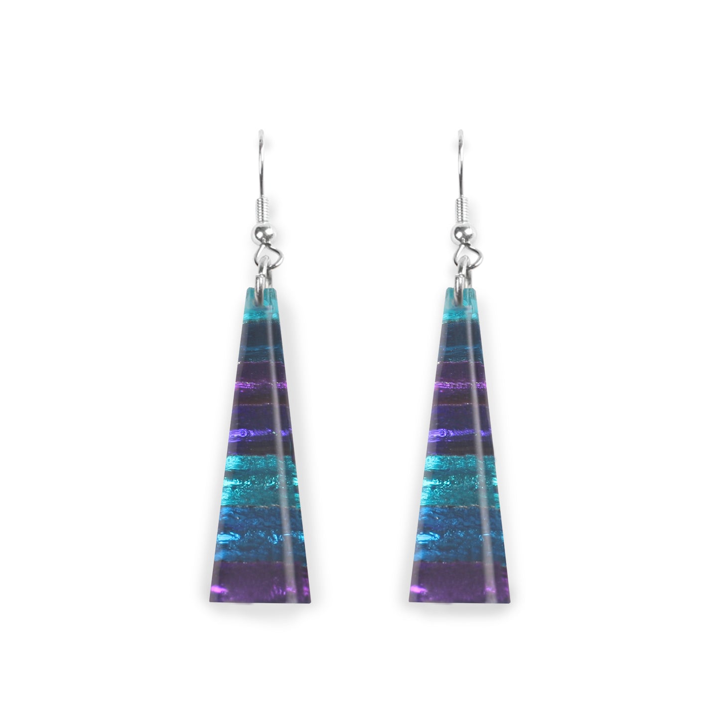 Peacock Triangle Stripes Fish Hook Earrings | The Jewellery Stop