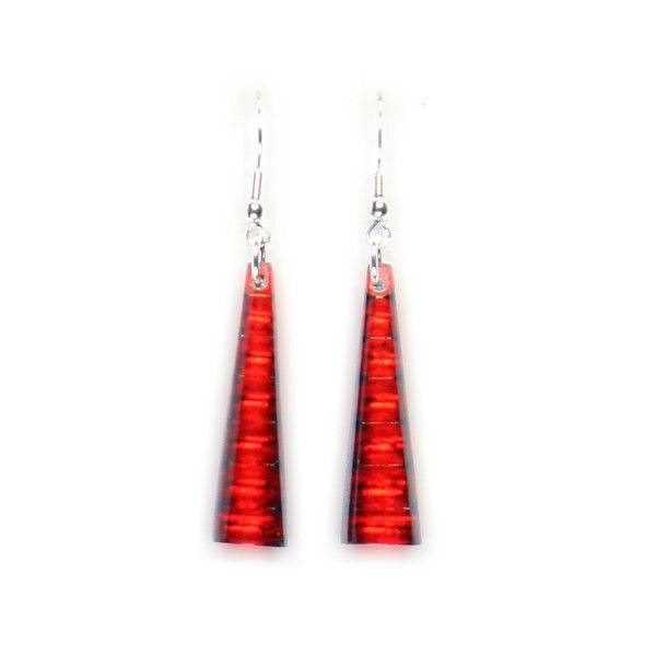 Red Triangle Stripes Fish Hook Earrings | The Jewellery Stop