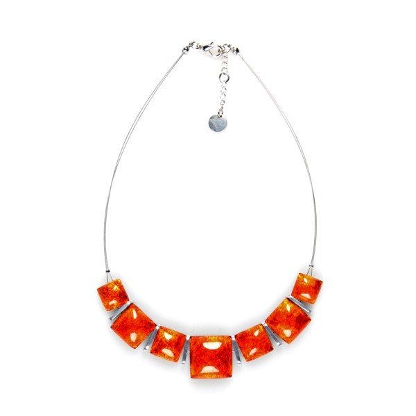Orange Antique Square Necklace | The Jewellery Stop