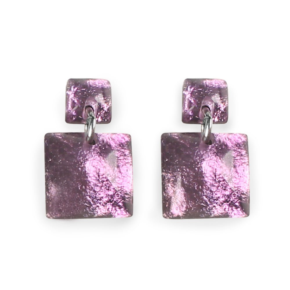 Aubergine Antique Square Dangle Stud Earrings | The Jewellery Stop