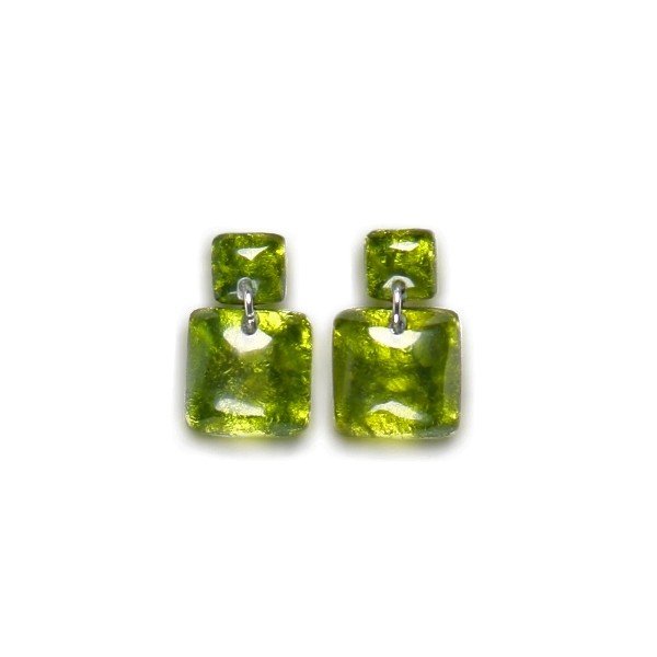 Green Antique Square Dangle Stud Earrings | The Jewellery Stop
