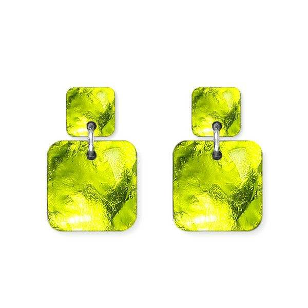 Lime Antique Square Dangle Stud Earrings | The Jewellery Stop