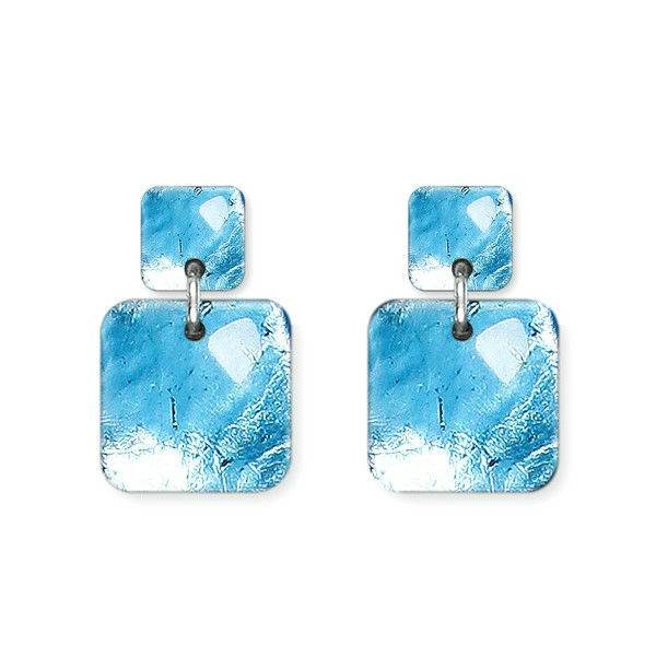 Sky Antique Square Dangle Stud Earrings | The Jewellery Stop