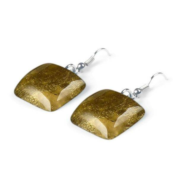 Gold Antique Square Fish Hook Earrings