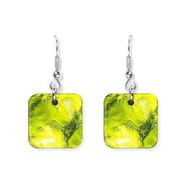 Lime Antique Square Fish Hook Earrings | The Jewellery Stop