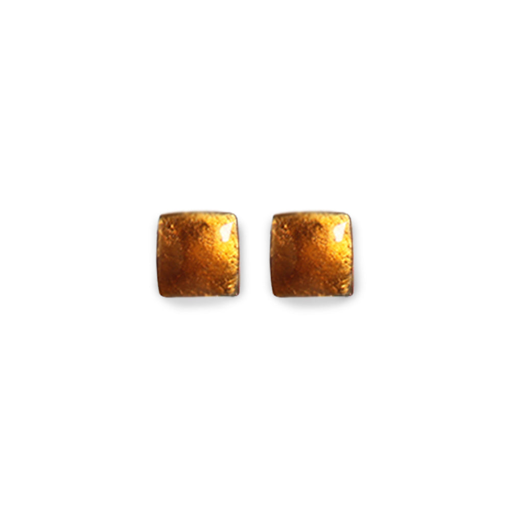 Mustard Antique Square Stud Earrings | The Jewellery Stop
