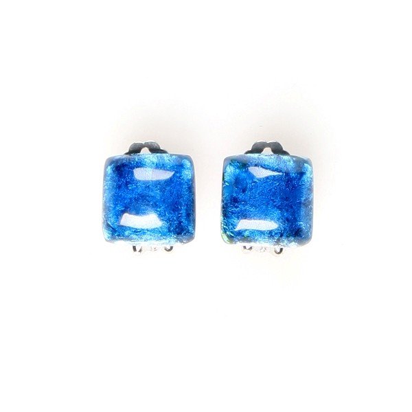 Blue Antique Square Clip Earrings | The Jewellery Stop
