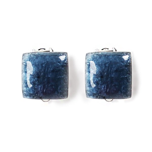 Denim Antique Square Clip Earrings | The Jewellery Stop