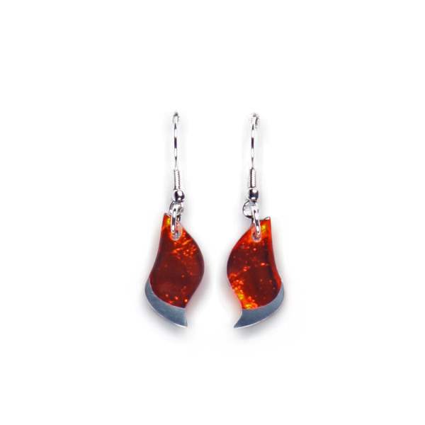 Orange Flame Fish Hook Earrings | The Jewellery Stop