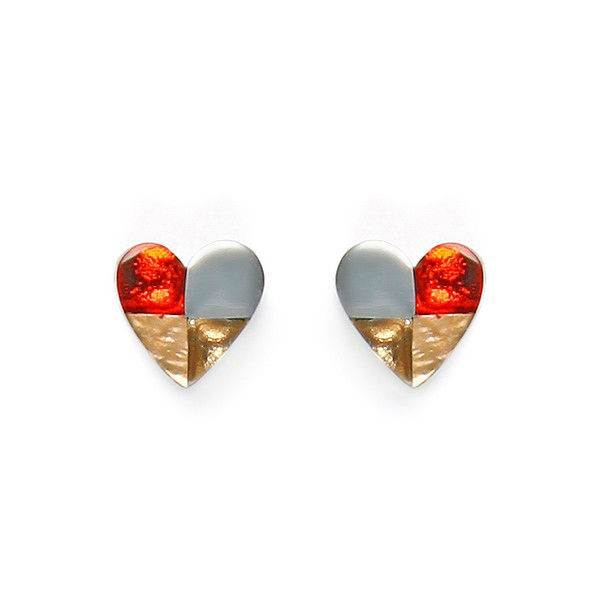 Toffee Mosaic Heart with Shell Stud Earrings | The Jewellery Stop