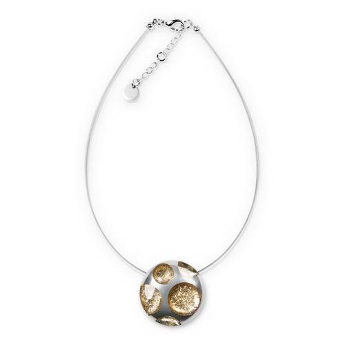 Gold Domed Circle Polka dot Pendant | The Jewellery Stop