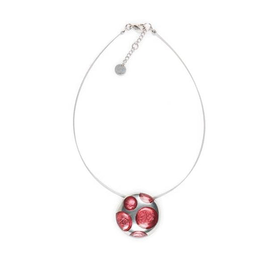 Pink Domed Circle Polka dot Pendant | The Jewellery Stop