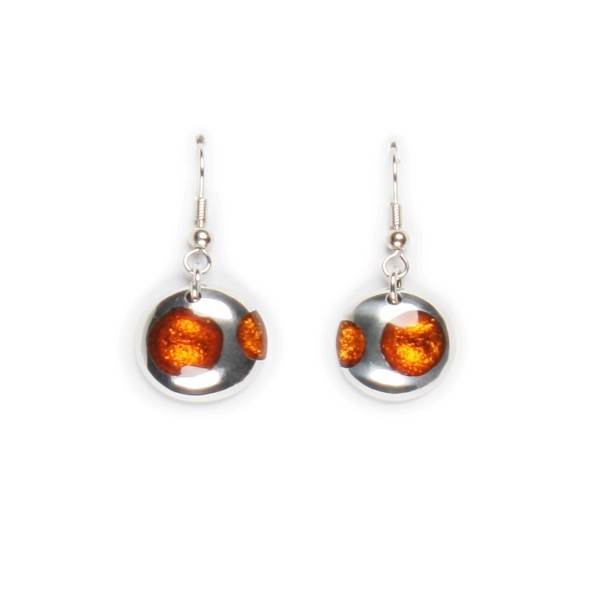 Orange Domed Circle Polka dot Fish Hook Earrings | The Jewellery Stop