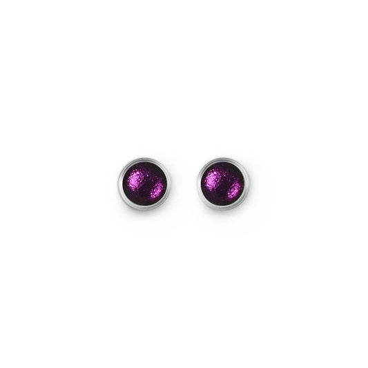 Aubergine Metal Buttons Small Stud Earrings | The Jewellery Stop