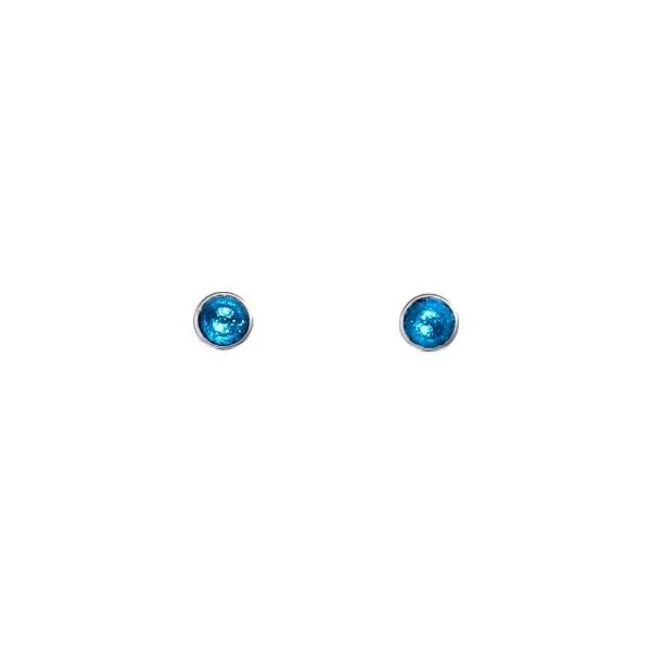 Turquoise Metal Buttons Small Stud Earrings | The Jewellery Stop
