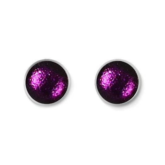 Aubergine Metal Buttons Large Stud Earrings