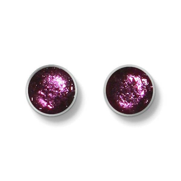 Purple Metal Buttons Large Stud Earrings | The Jewellery Stop