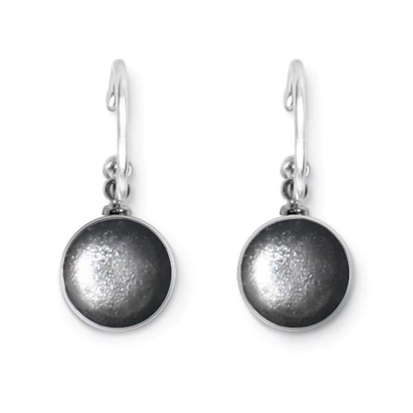 Black Metal Buttons Creole Earrings | The Jewellery Stop