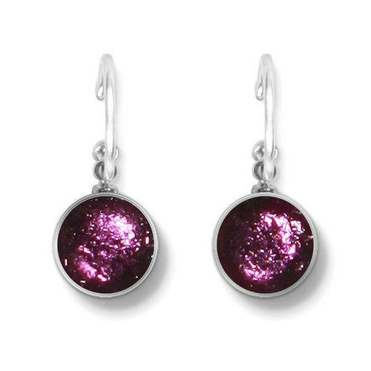 Purple Metal Buttons Creole Earrings | The Jewellery Stop