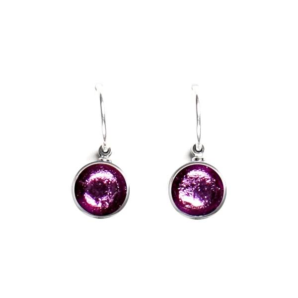 Violet Metal Buttons Creole Earrings | The Jewellery Stop