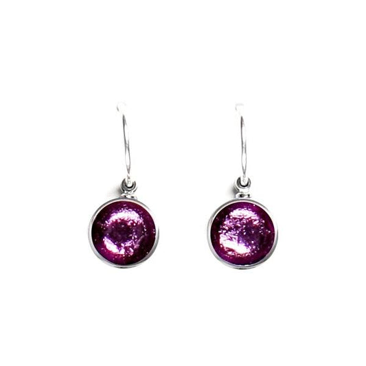 Violet Metal Buttons Creole Earrings | The Jewellery Stop