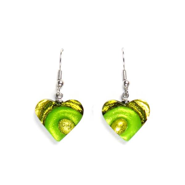 Lime Heart Swirl Fish Hook Earrings | The Jewellery Stop