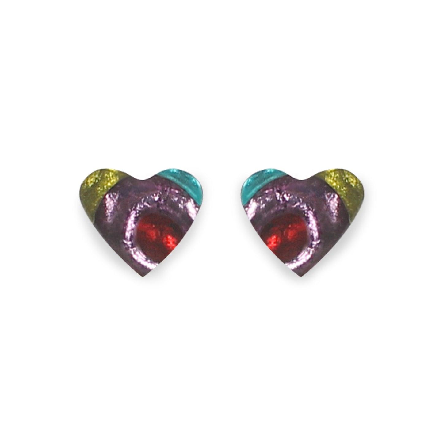 Rainbow Heart Swirl Stud Earrings | The Jewellery Stop