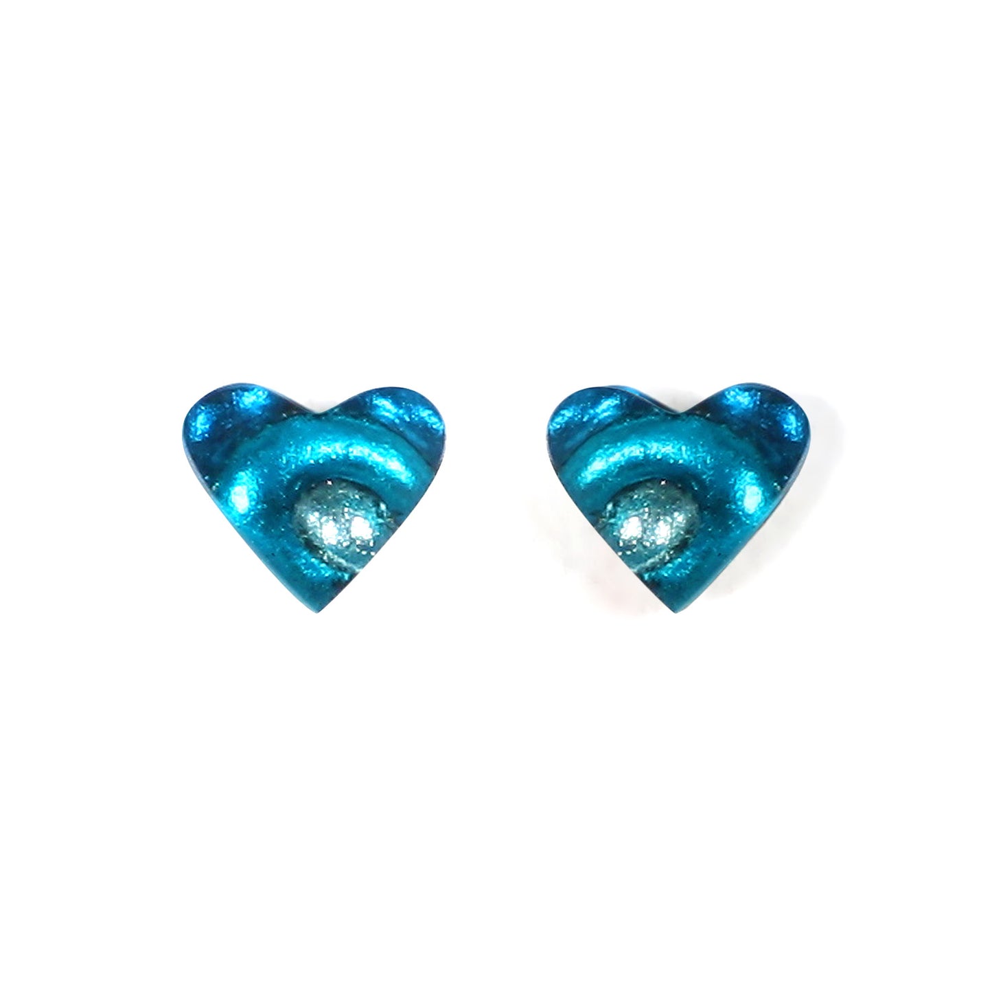 Teal Heart Swirl Stud Earrings | The Jewellery Stop