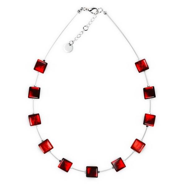 Burgundy Square Buttons Necklace | The Jewellery Stop