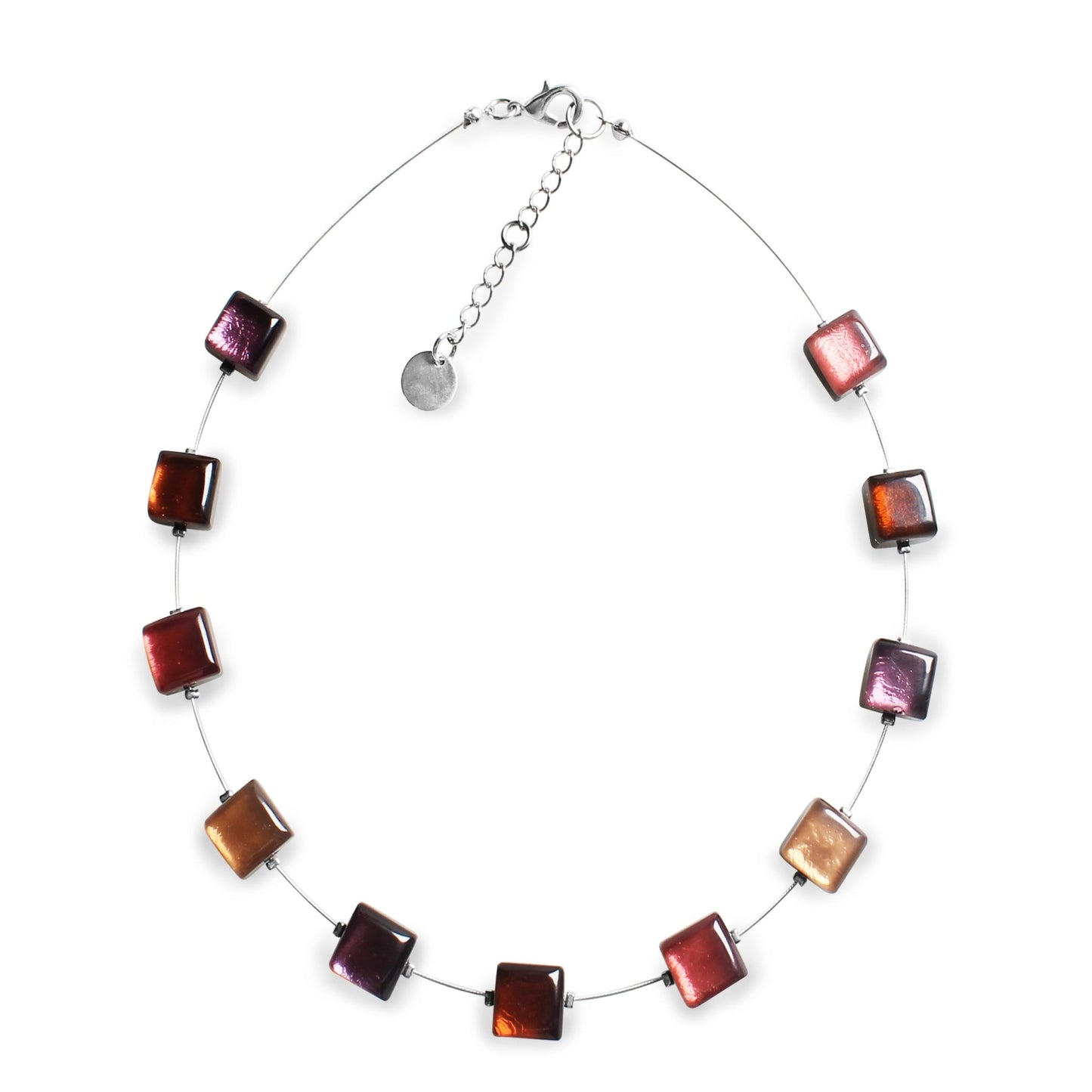 Claret Square Buttons Necklace | The Jewellery Stop