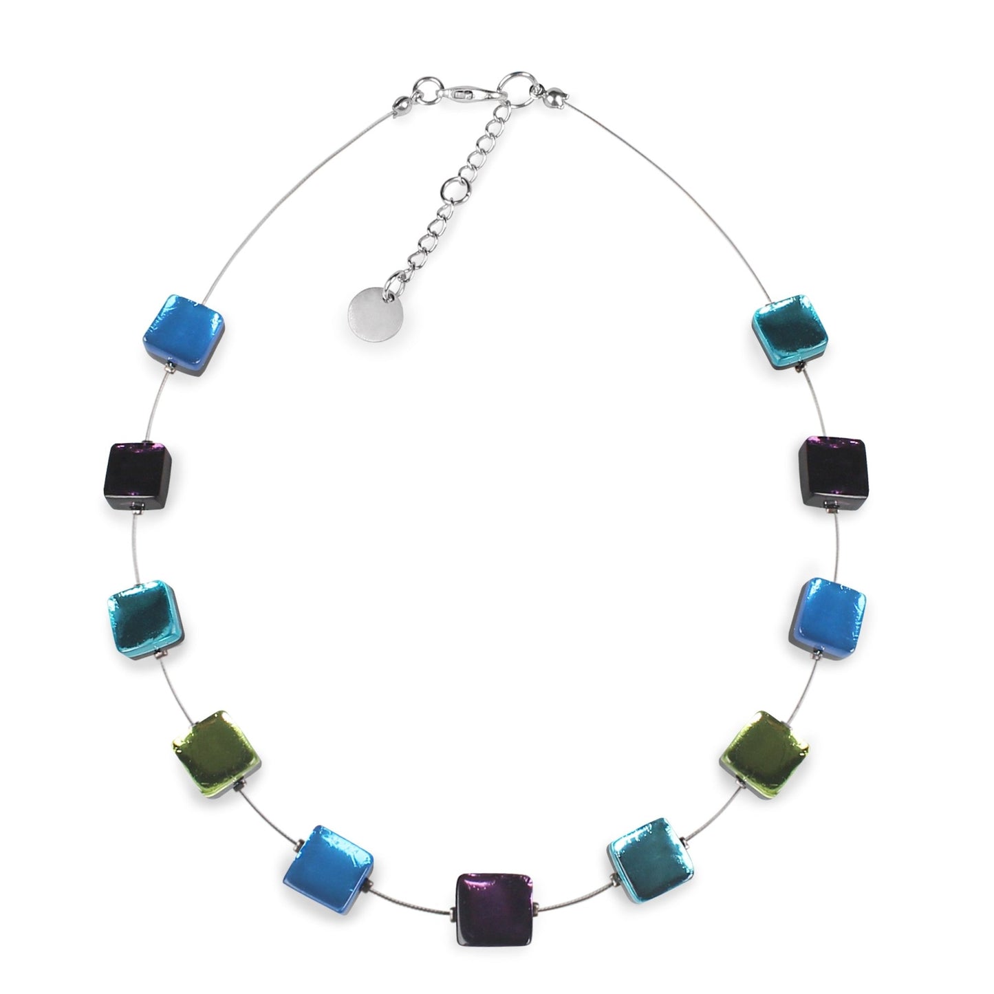 Kingfisher Square Buttons Necklace | The Jewellery Stop